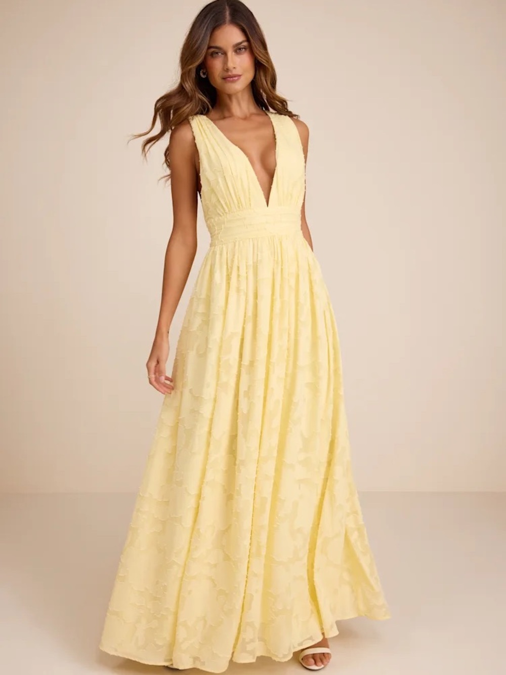 Sweet Sophistication Elegant V-Neck Yellow Maxi Dress
